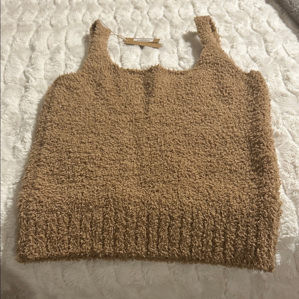 SKIMS Fuzzy Brown Tank Top